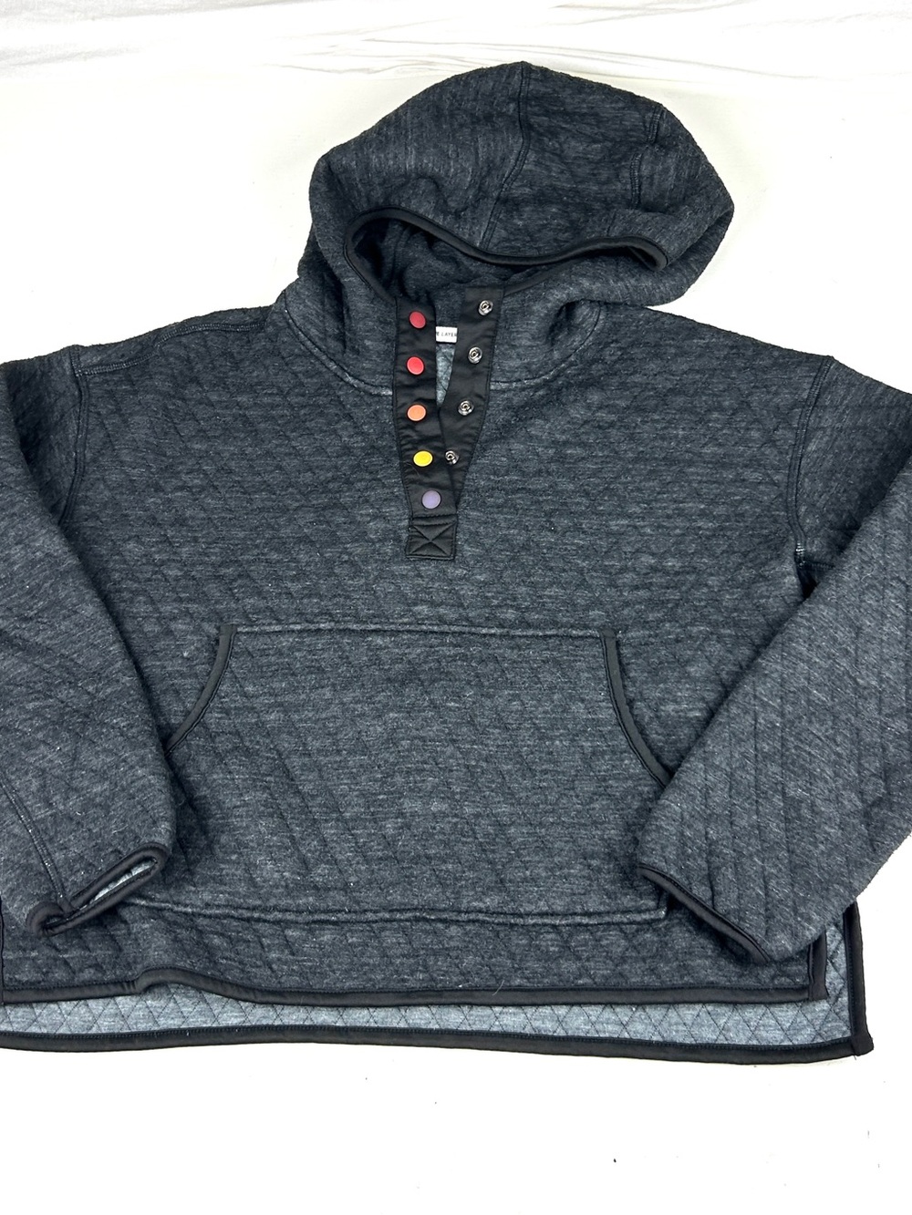 Marine Layer Sweatshirt Women's Crop Sweatshirt Sz Small Quilted Black